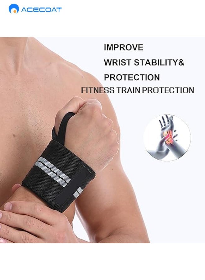 ACECOAT Adjustable Wrist Wraps with Thumb Loop for Gym, Weightlifting & Sports – Unisex Wrist  Support - Image 2