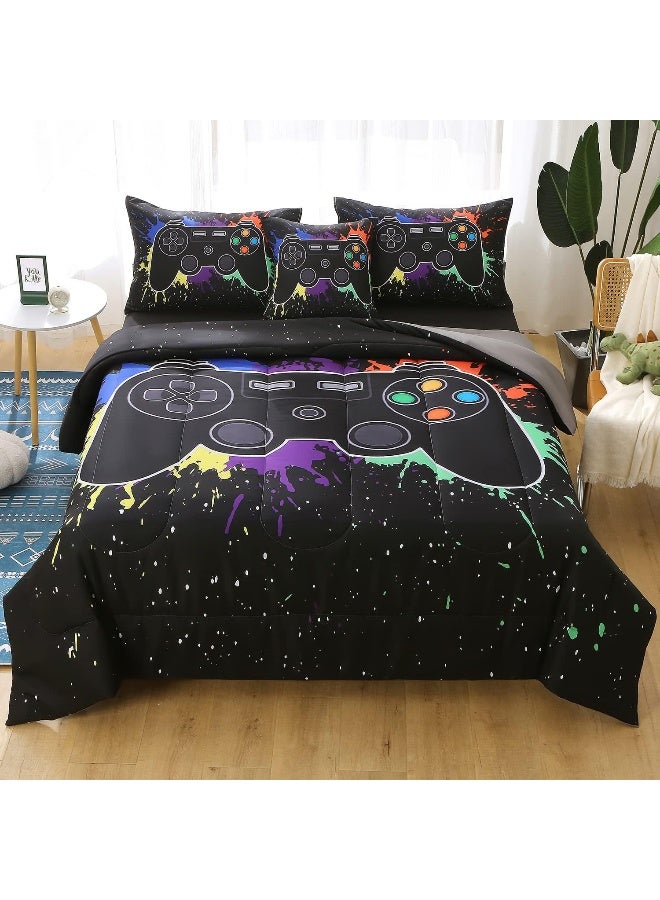 JQinHome Full/Queen Gamer Comforter Sets for Boys, 6 Piece Bed in A Bag 3D Video Game Bedding - Image 2