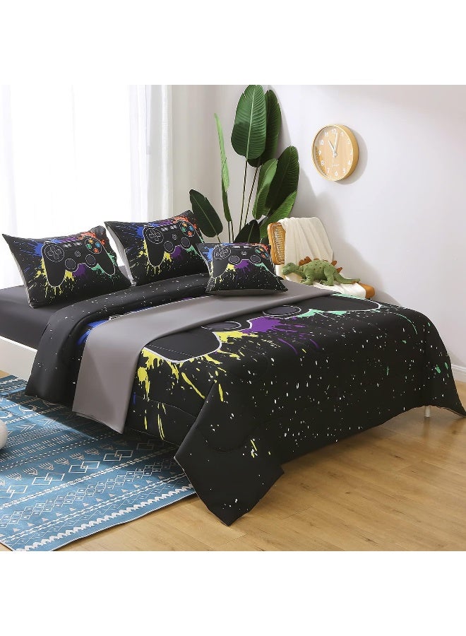 JQinHome Full/Queen Gamer Comforter Sets for Boys, 6 Piece Bed in A Bag 3D Video Game Bedding - Image 4