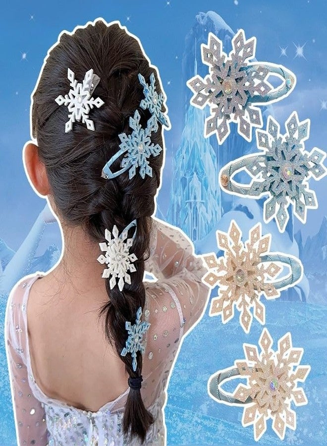 LRKNNO 8 PCS Princess Snowflake Hair Clips Blue White Pink Christmas Hair Accessories for Girls Xmas Bow Holiday Claw Clips Silvery Glitter Snowflake Hairpins for Women Christmas Party Gifts Decorations - Image 5
