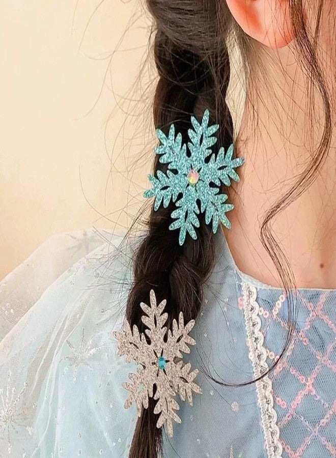 LRKNNO 8 PCS Princess Snowflake Hair Clips Blue White Pink Christmas Hair Accessories for Girls Xmas Bow Holiday Claw Clips Silvery Glitter Snowflake Hairpins for Women Christmas Party Gifts Decorations - Image 3