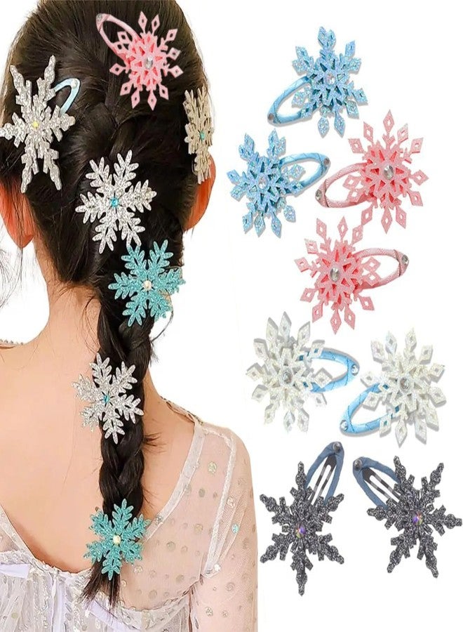LRKNNO 8 PCS Princess Snowflake Hair Clips Blue White Pink Christmas Hair Accessories for Girls Xmas Bow Holiday Claw Clips Silvery Glitter Snowflake Hairpins for Women Christmas Party Gifts Decorations - Image 1