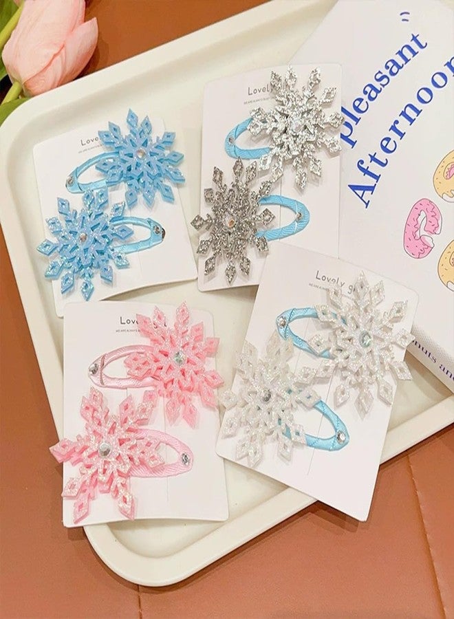 LRKNNO 8 PCS Princess Snowflake Hair Clips Blue White Pink Christmas Hair Accessories for Girls Xmas Bow Holiday Claw Clips Silvery Glitter Snowflake Hairpins for Women Christmas Party Gifts Decorations - Image 2