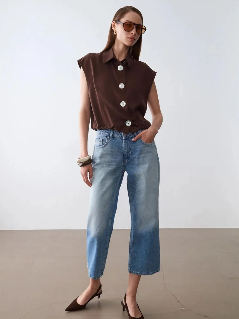 ديلفين Dilvin Sleeveless Tencel Crepe Blouse