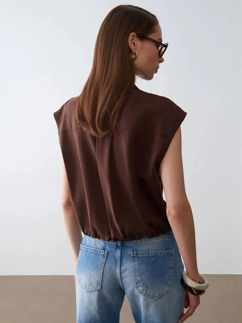 ديلفين Dilvin Sleeveless Tencel Crepe Blouse