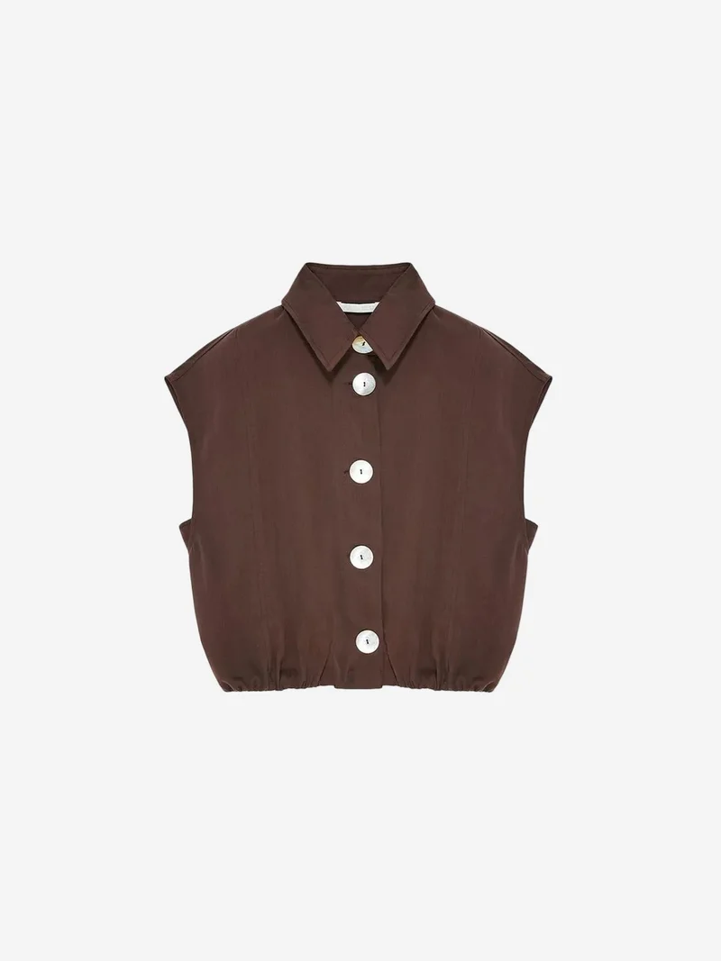ديلفين DILVIN Sleeveless Tencel Crepe Blouse