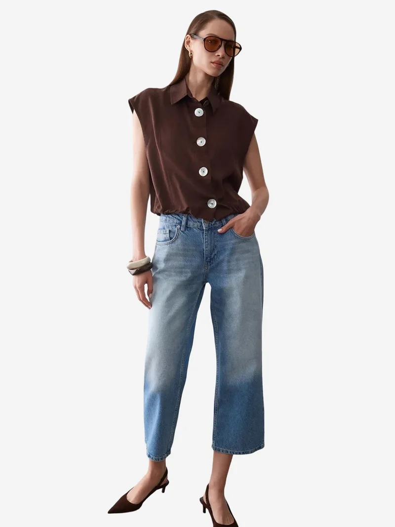 ديلفين DILVIN Sleeveless Tencel Crepe Blouse
