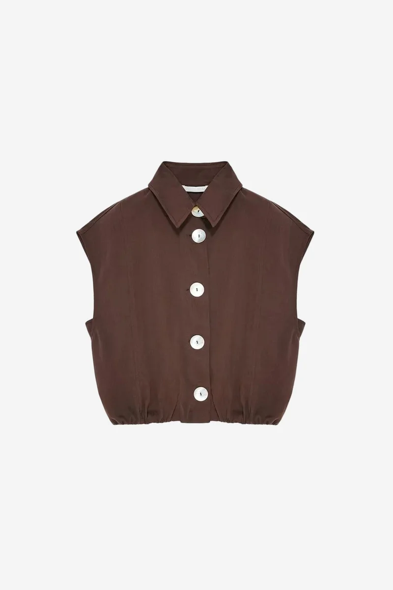 DILVIN Sleeveless Tencel Crepe Blouse