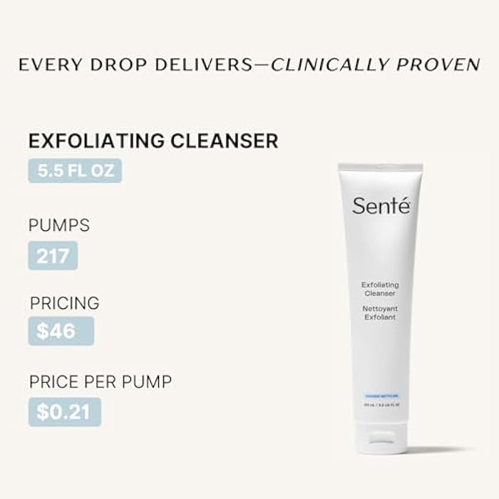 Sente Senté Exfoliating Cleanser | Gentle Chemical Exfoliator | Improves Skin Clarity by Diminishing Appearance of Dark Spots | Glycolic & Phytic Acid | 5.5 Fl oz - Image 4