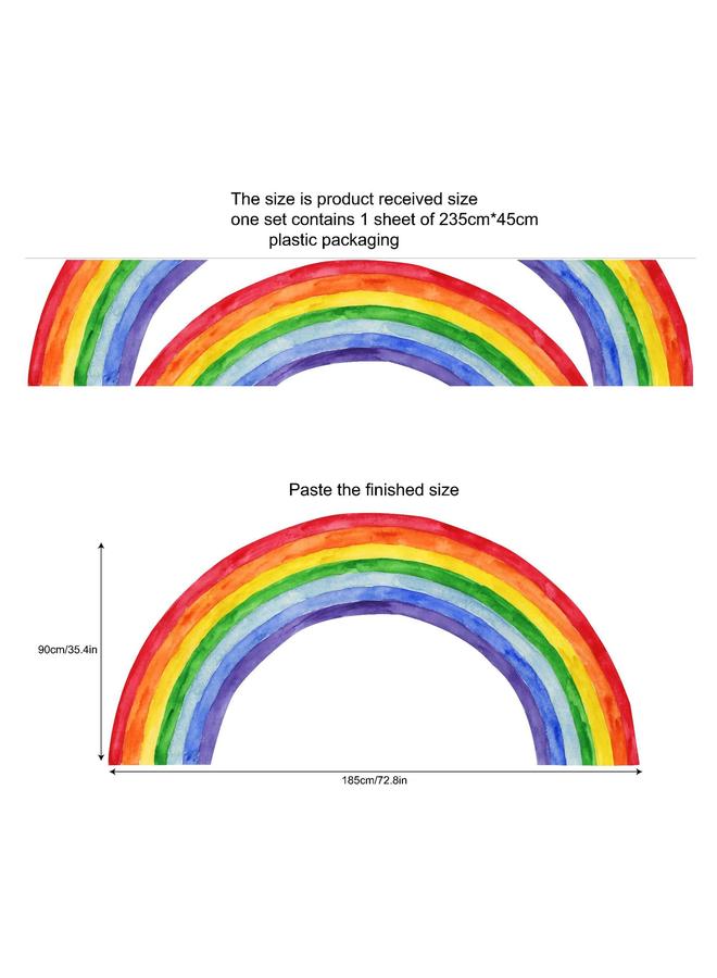 Bluejw Children's Room Creative Cartoon Nordic Style Watercolor Rainbow Wall Stickers, Self-adhesive Wallpaper Background Wall Bedroom Transformation Mural - Image 1