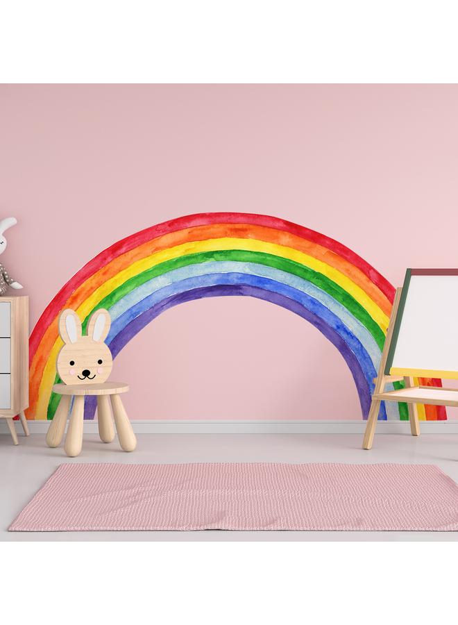 Bluejw Children's Room Creative Cartoon Nordic Style Watercolor Rainbow Wall Stickers, Self-adhesive Wallpaper Background Wall Bedroom Transformation Mural - Image 2