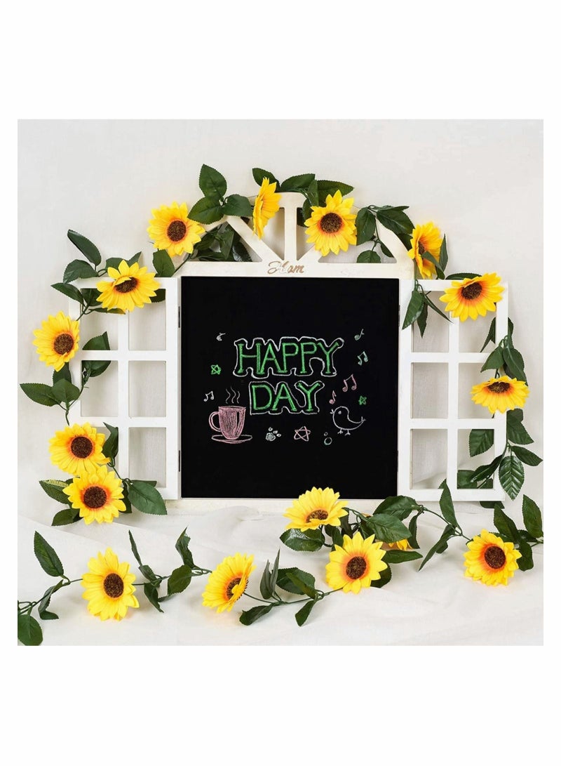 Captaintech Artificial flower, Garden Wall Decor Garland Silk Sunflower Vine Artificial Flowers with Green Leaves, Garden Outdoor Wall Garden Craft Art Decor, 220CM 2 Pack - Image 4