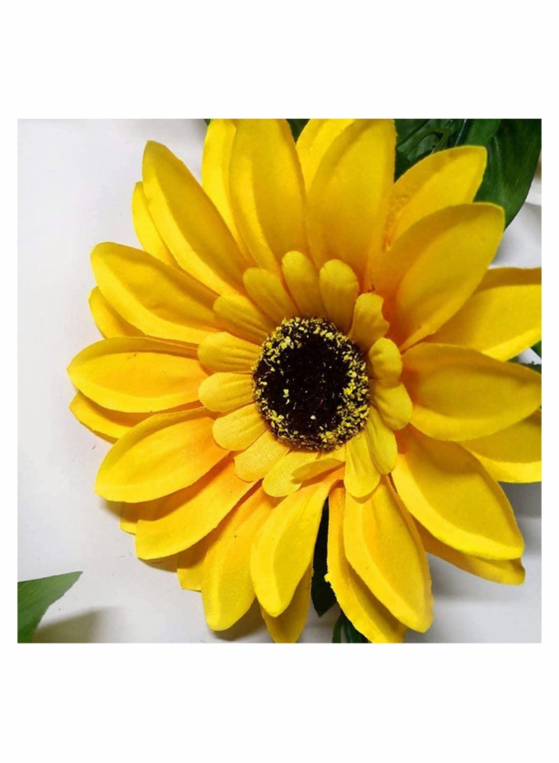Captaintech Artificial flower, Garden Wall Decor Garland Silk Sunflower Vine Artificial Flowers with Green Leaves, Garden Outdoor Wall Garden Craft Art Decor, 220CM 2 Pack - Image 5