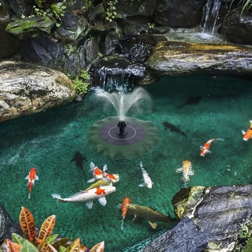 YARNOW Floating Lotus Solar Fountain Solar Powered Water Feature for Bird Bath Garden Pool and Pond Decoration Green - Image 3