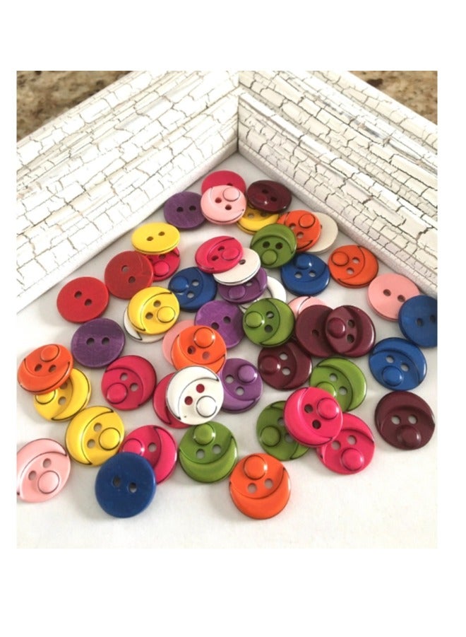 OASIS-TH 50 Pcs Colourful Buttons 15MM Round Resin Button Large Sewing Buttons Craft Buttons with Plastic Storage Box Buttons for Crafting, Clothes Sewing  - Image 1