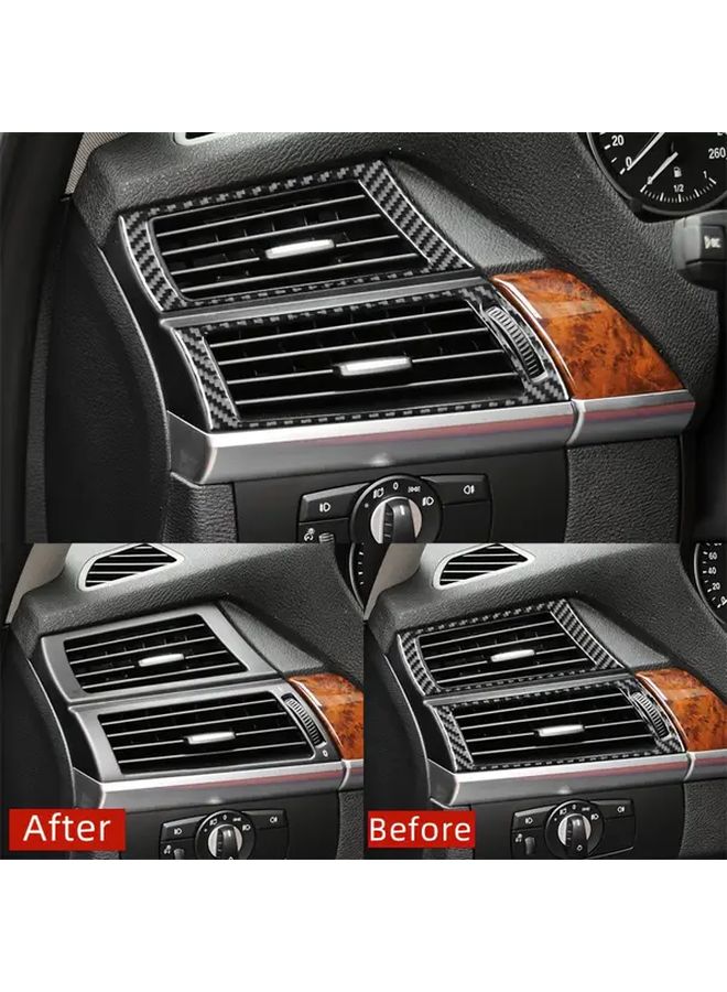 4pcs Black Carbon Fiber Car AC Vent Stickers Decals For X5 E70 X6 E71 2007 To 2014 - Image 3