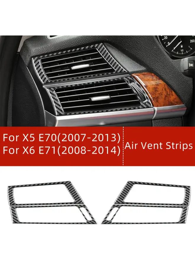 4pcs Black Carbon Fiber Car AC Vent Stickers Decals For X5 E70 X6 E71 2007 To 2014 - Image 1