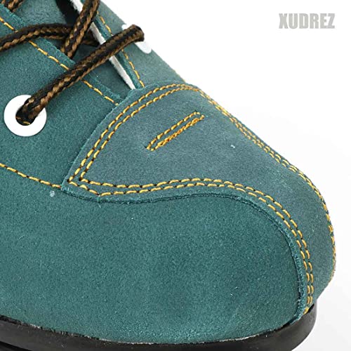 XUDREZ Cowhide Roller Skates for Women and Men High-Top Shoes Double-Row Design,Adjustable Classic Premium Roller Skates (Blue,7) - Image 4