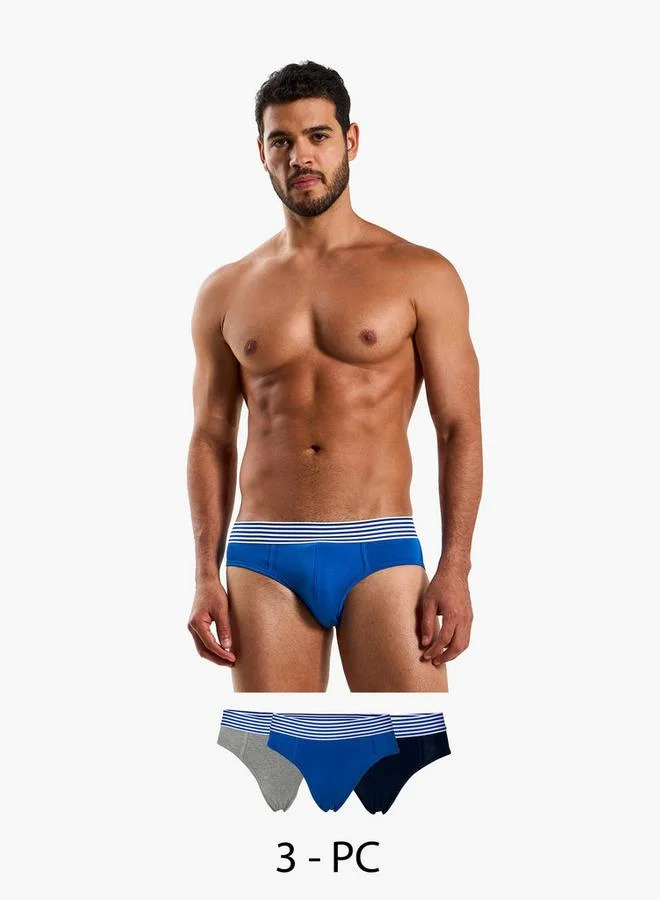 Splash FAV Men Striped Waistband Cotton Briefs - Pack of 3