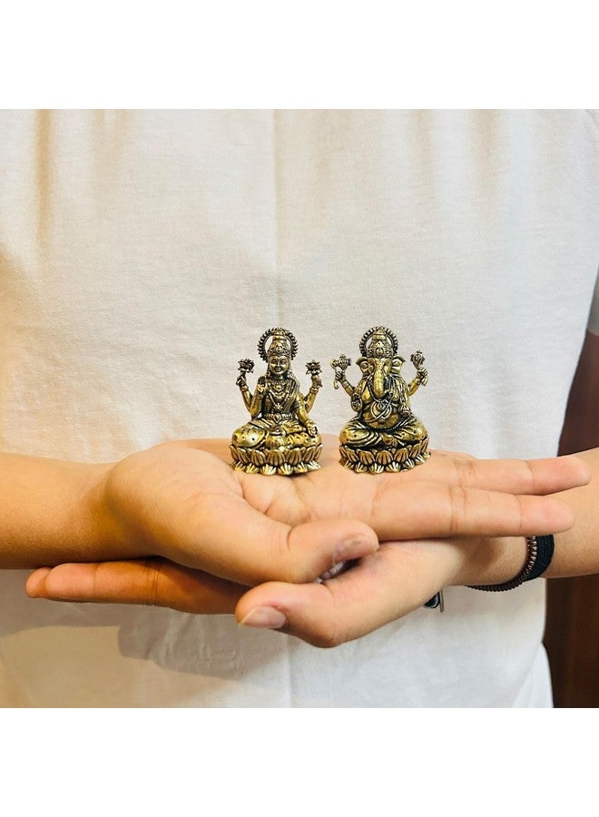 INDICAST Brass Laxmi Ganesh Idol (2") | Hindu God Statue for Home Temple, Office & Pooja | Diwali Gift, Housewarming, Wedding & Corporate Gift | Handmade Religious Murti for Mandir & Decor - Image 5
