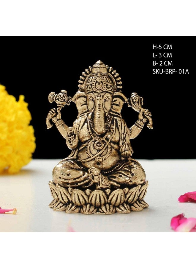 INDICAST Brass Laxmi Ganesh Idol (2") | Hindu God Statue for Home Temple, Office & Pooja | Diwali Gift, Housewarming, Wedding & Corporate Gift | Handmade Religious Murti for Mandir & Decor - Image 3