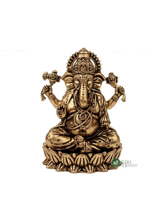 INDICAST Brass Laxmi Ganesh Idol (2") | Hindu God Statue for Home Temple, Office & Pooja | Diwali Gift, Housewarming, Wedding & Corporate Gift | Handmade Religious Murti for Mandir & Decor - Image 4