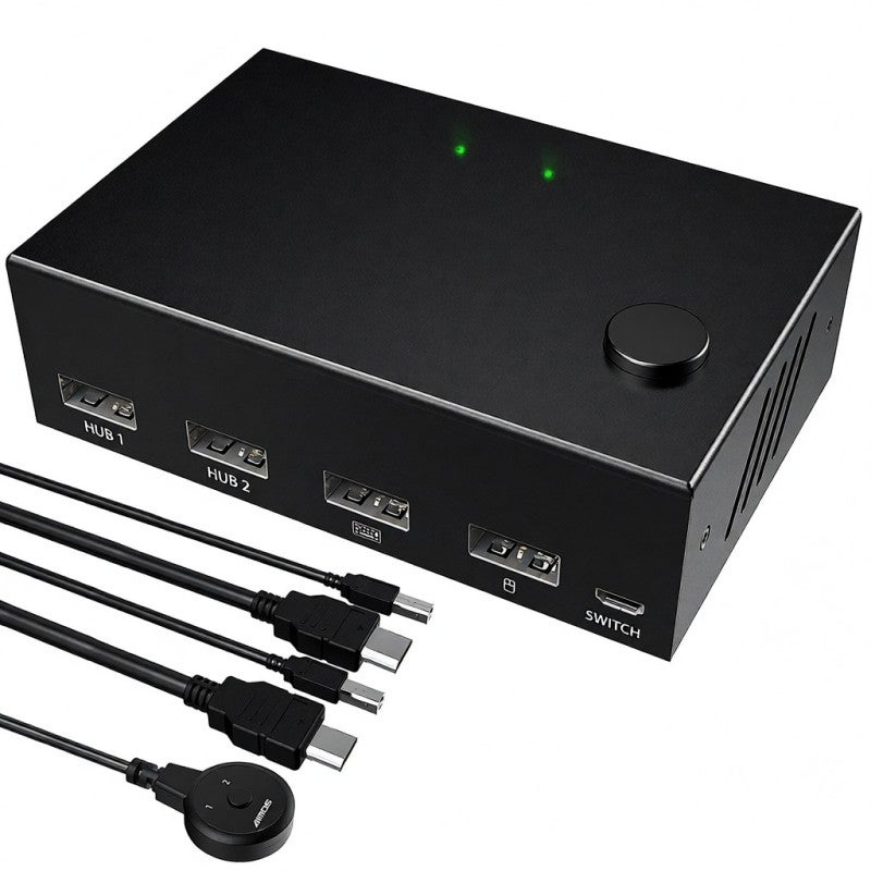 KCEVE KVM Switch 2 Monitors 2 Computers Dual Monitor Output Support Mirror Mode Extended Mode - Video Resolution Up To 3840x2160@30Hz Display Port Cable KVM Switcher For Multiple Systems Plug And Play - Image 1