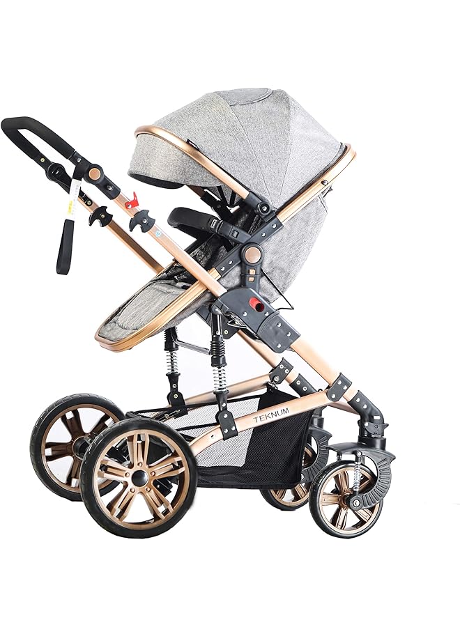 erorex 3In1 Pram Stroller Sleeping Bassinet Extra Wide Seat Wide Canopy 360° Rotating Wheels Fully - Image 5
