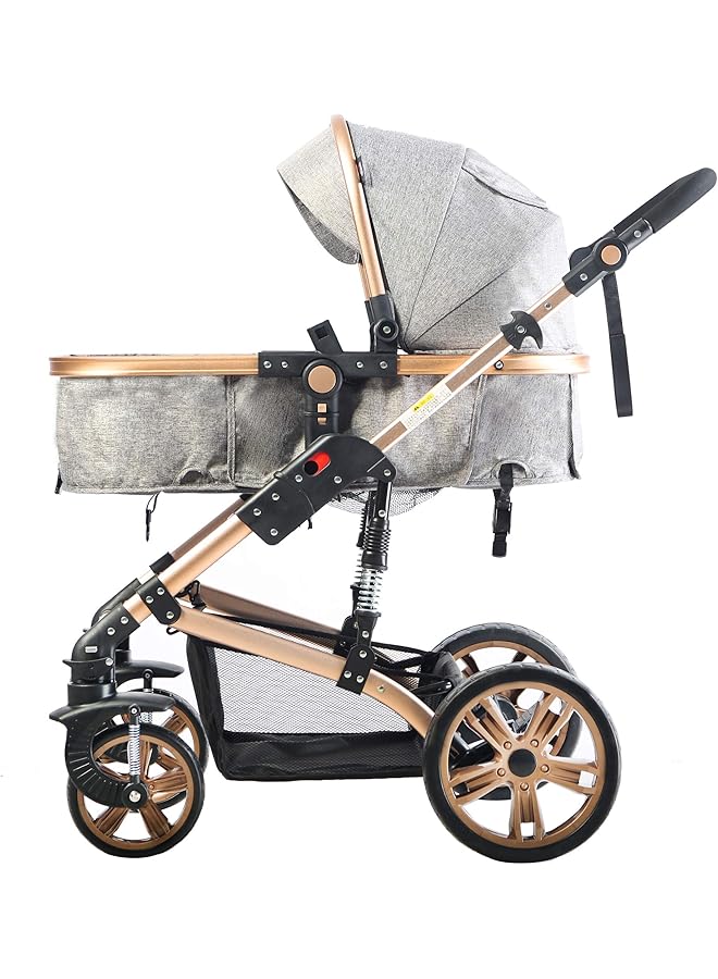 erorex 3In1 Pram Stroller Sleeping Bassinet Extra Wide Seat Wide Canopy 360° Rotating Wheels Fully - Image 4