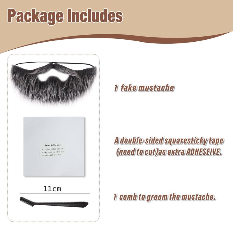 Honcloud Realistic Fake Beard Easy to Wear Great for Outfits and Perfect for Halloween (Gray) - Image 4