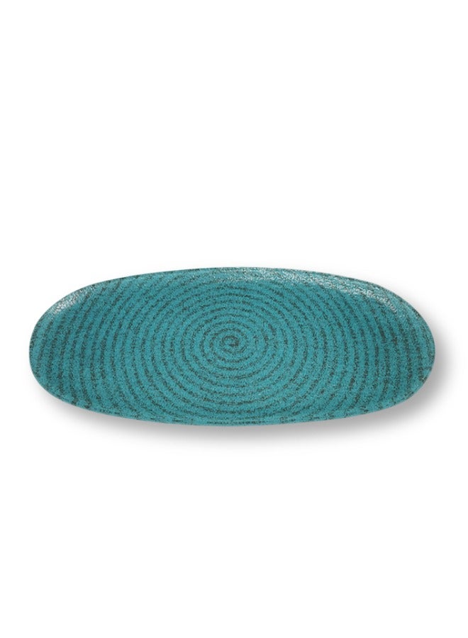Luxury 3D Turquoise Blue Turkish Crystal Glass Serving Plate (Size: 20 CM*40 CM*5 MM) (Weight: 0.75 KG) - For an Unforgettable Dining Experience! - Image 1