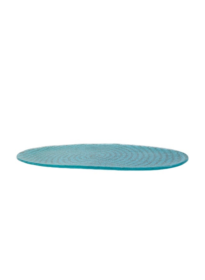 Luxury 3D Turquoise Blue Turkish Crystal Glass Serving Plate (Size: 20 CM*40 CM*5 MM) (Weight: 0.75 KG) - For an Unforgettable Dining Experience! - Image 3