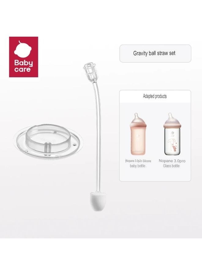 Baby Care Baby Bottle Nipple Silicone with Weighted Straw Set and Air Disc - Soft, BPA-Free, Easy to Clean Compatible for Nopayon 0.3 Pro Glass Bottles, Ideal for Newborns and Infants Medium Size Age 3-6 Months - Image 2