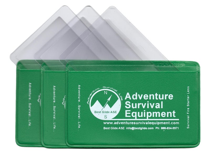 Best Glide ASE Credit Card Size Fresnel Lens Fire Starter and Magnifier Lenses 3 Pack Green