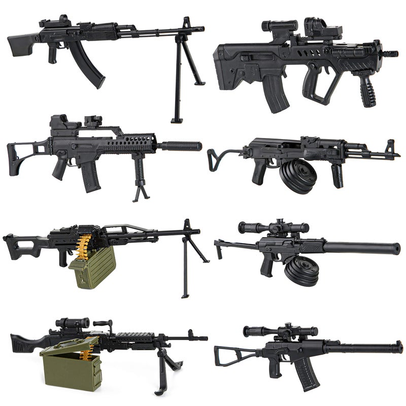 PROLOSO 8 Set Miniature Toy Machine Guns with Display Board SMG Rifles Toys for Boys Kids Building Toys - Image 3