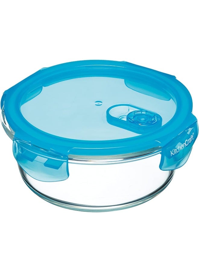 KitchenCraft Kcglsstor06 Glass Storage Container With Vent, Round, 600Ml, 15X10Cm, Labelled - Image 1