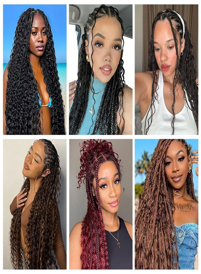 goodear 24 Inch Body Wave Braiding Hair 3 Pack Pre-Feathered Braiding Hair Black Boho Box Braids for Goddess Box Braids Hair Deep Wave Crochet Hair Synthetic Hair Extension (#4, 24inch (3pcs)) - Image 5