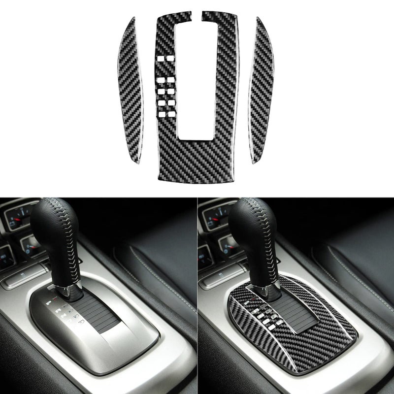 NVCNX Real Premium Carbon Fiber Compatible with ChevyChevrolet Camaro 20102015 2011 2012 2013 2014 Console Automatic Transmission Gear Shift Panel Cover Car Interior Trim Accessories 3PCS Black