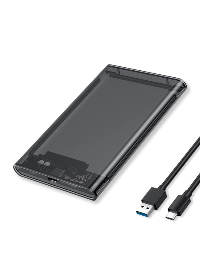 Chabeia 2.5" Hard Drive Enclosure,  6Gbps USB 3.1 Gen 1 to SATA III Tool-Free SSD Hard Drive Enclosure for 2.5 inch 7mm/9.5mm SATA HDD & SSD (Dark Transparent) - Image 1