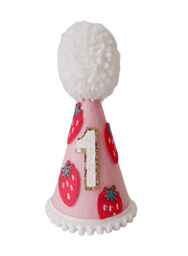 Ysqool Strawberry 1st Birthday Hat for Baby Girls,First Birthday Celebration Hat,Sweet One 1st Birthday Hat,Berry First Birthday Decorations,Pink Felt Strawberry Birthday Crown - Image 1