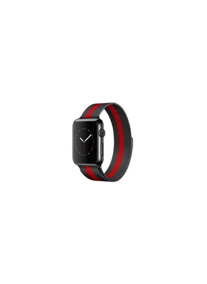CATANES - Milanese Band for Apple Watch 42/44/45 mm Black/Red - Image 1