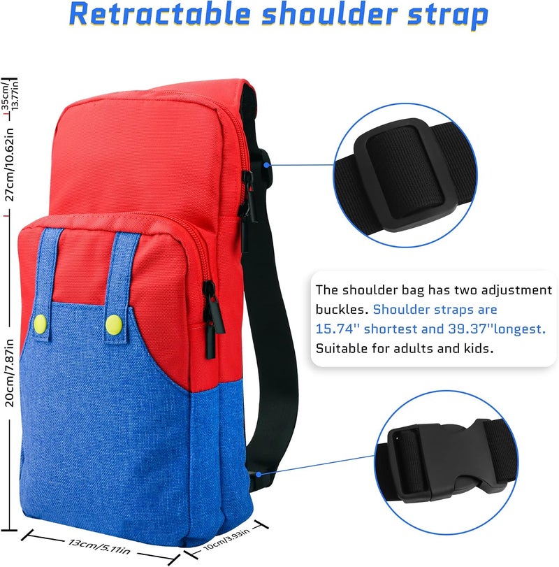 GLDRAM Travel Bag Bundle for Nintendo Switch, Cute Carrying Case for Switch Lite & Switch OLED, Shoulder Bag Accessories Kit for Switch with Game Case, Thumb Grip Caps (for Mario) - Image 3