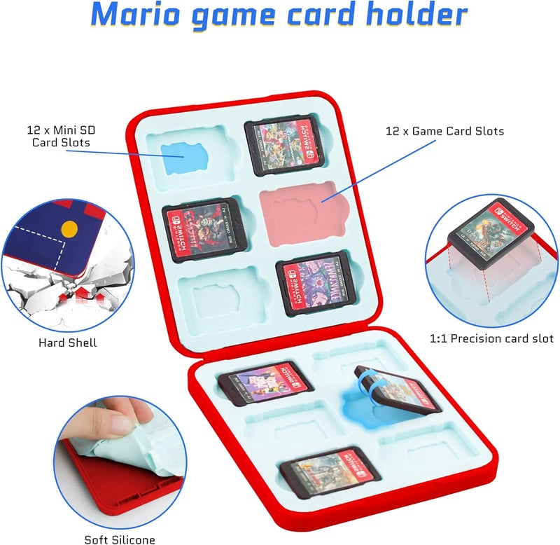 GLDRAM Travel Bag Bundle for Nintendo Switch, Cute Carrying Case for Switch Lite & Switch OLED, Shoulder Bag Accessories Kit for Switch with Game Case, Thumb Grip Caps (for Mario) - Image 4