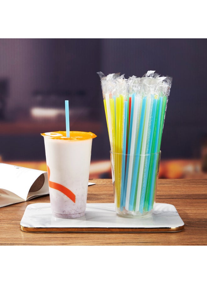 Generic Disposable Straw Separate Packaging Pearl Milk Tea Coarse Straw Beverage Fine Straw Eight Treasure Porridge Plastic Transparent Color-Color:Hardened 1.2 Caliber [boba Thick Straw]-Specifications:19cm Color 10,000 Pieces  - Image 2