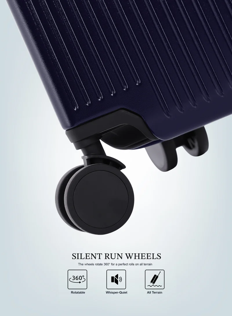 PARAJOHN Navy Premium Wide Handle Spinner Carry On Luggage Trolley with TSA Lock 20 Inch Navy  | Best Price UAE