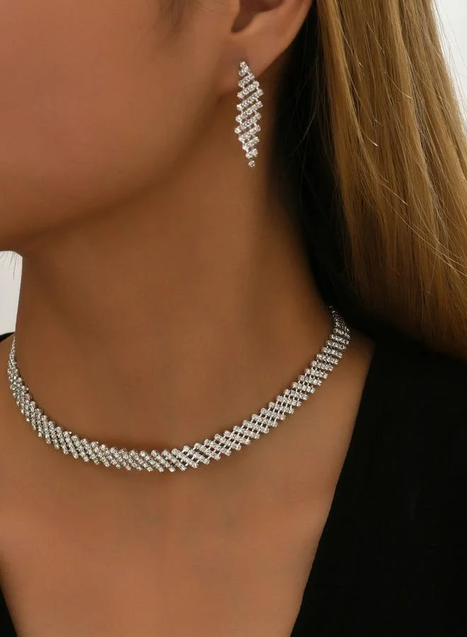 Take Two Take Two Embellished Necklace and Earrings Jewelry Set