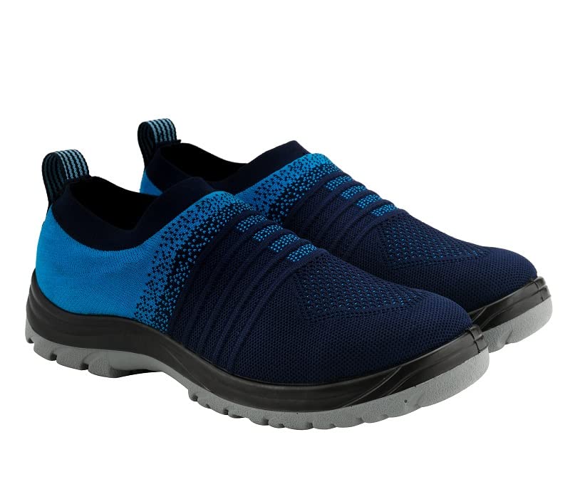 NEOSAFE Falcore A2014 Sports Line Safety Shoes in Fibre Toe and PU Sole, Knitted Slip-on Light Weight (Blue) 8 - Image 3