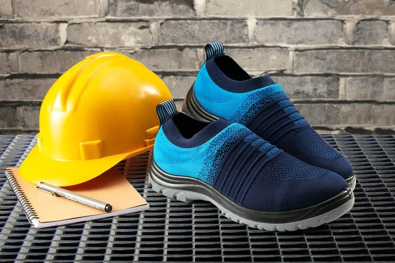 NEOSAFE Falcore A2014 Sports Line Safety Shoes in Fibre Toe and PU Sole, Knitted Slip-on Light Weight (Blue) 8 - Image 2