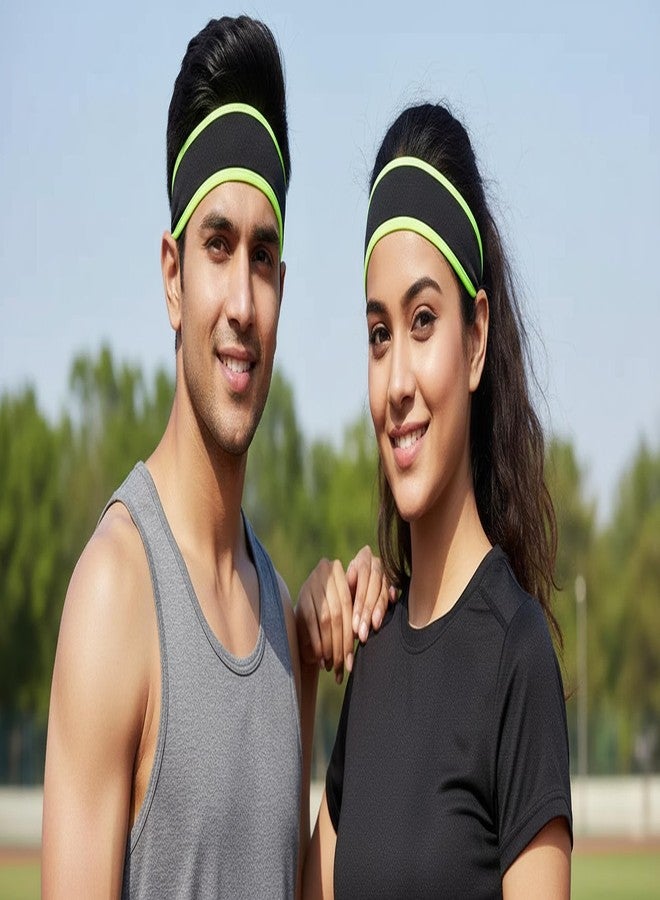 Future Tabs Sports Headband for Men & Women's Outdoor Winter Fleece Elastic Hairband for Cycling, Running, and Ear Protection Cold Weather Soft Warm Earmuffs (Color-Black & Neon) - Image 5
