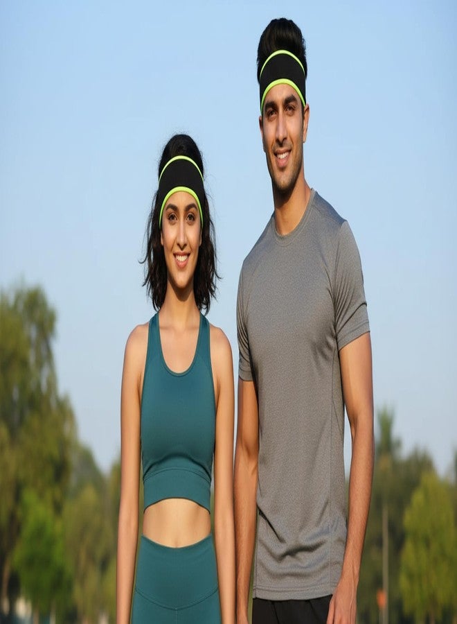 Future Tabs Sports Headband for Men & Women's Outdoor Winter Fleece Elastic Hairband for Cycling, Running, and Ear Protection Cold Weather Soft Warm Earmuffs (Color-Black & Neon) - Image 4